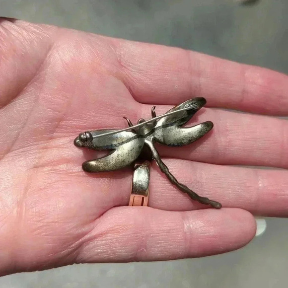 Silver and  Marcasite Dragonfly Pin - Picture 6 of 8